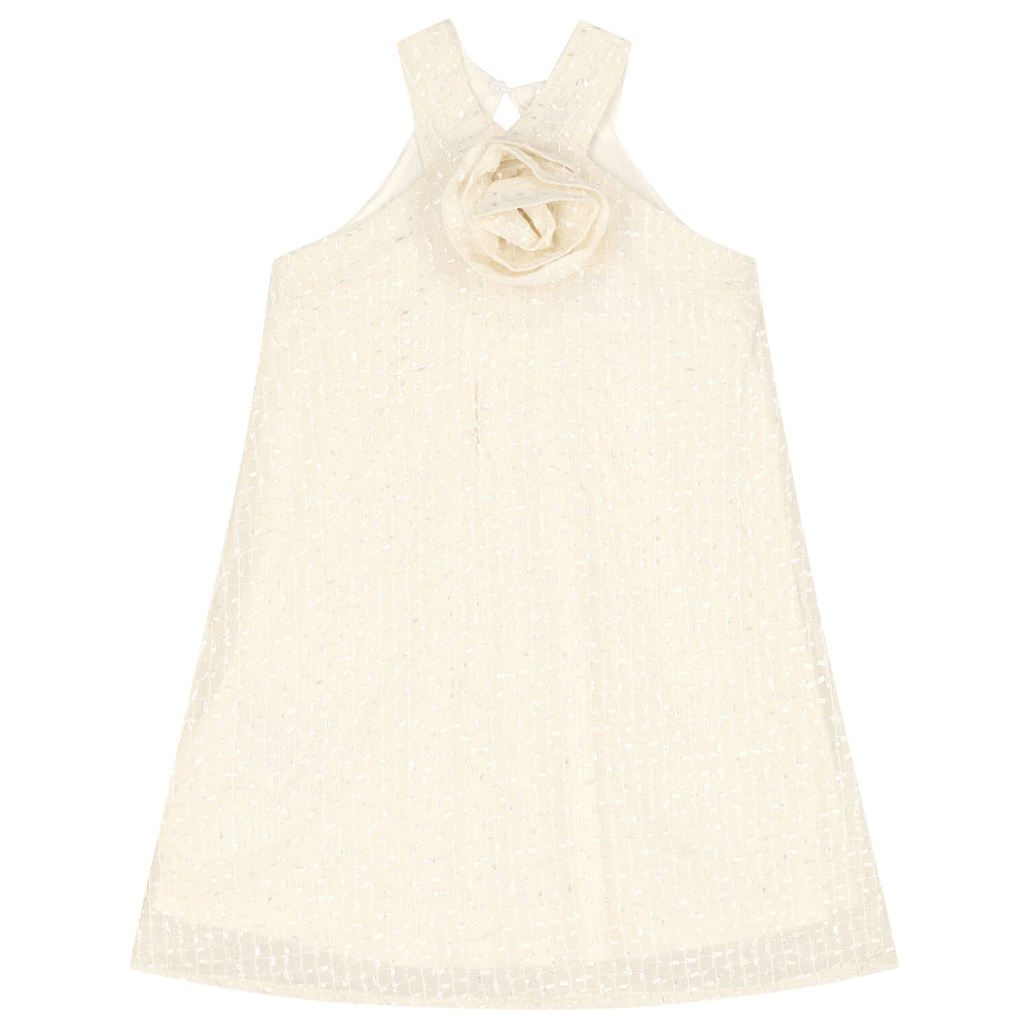 Girls Beige Flower Dress, 2, hi-res