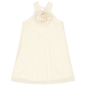 Girls Beige Flower Dress