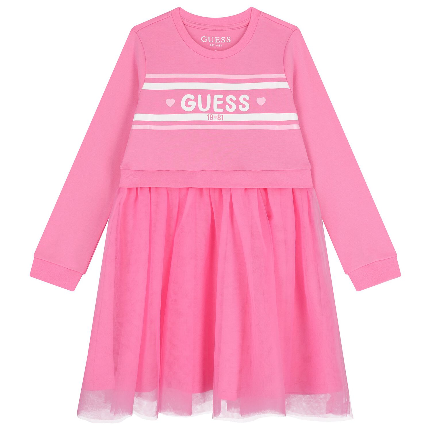Girls Pink Logo Tulle Dress, 3, hi-res image number null