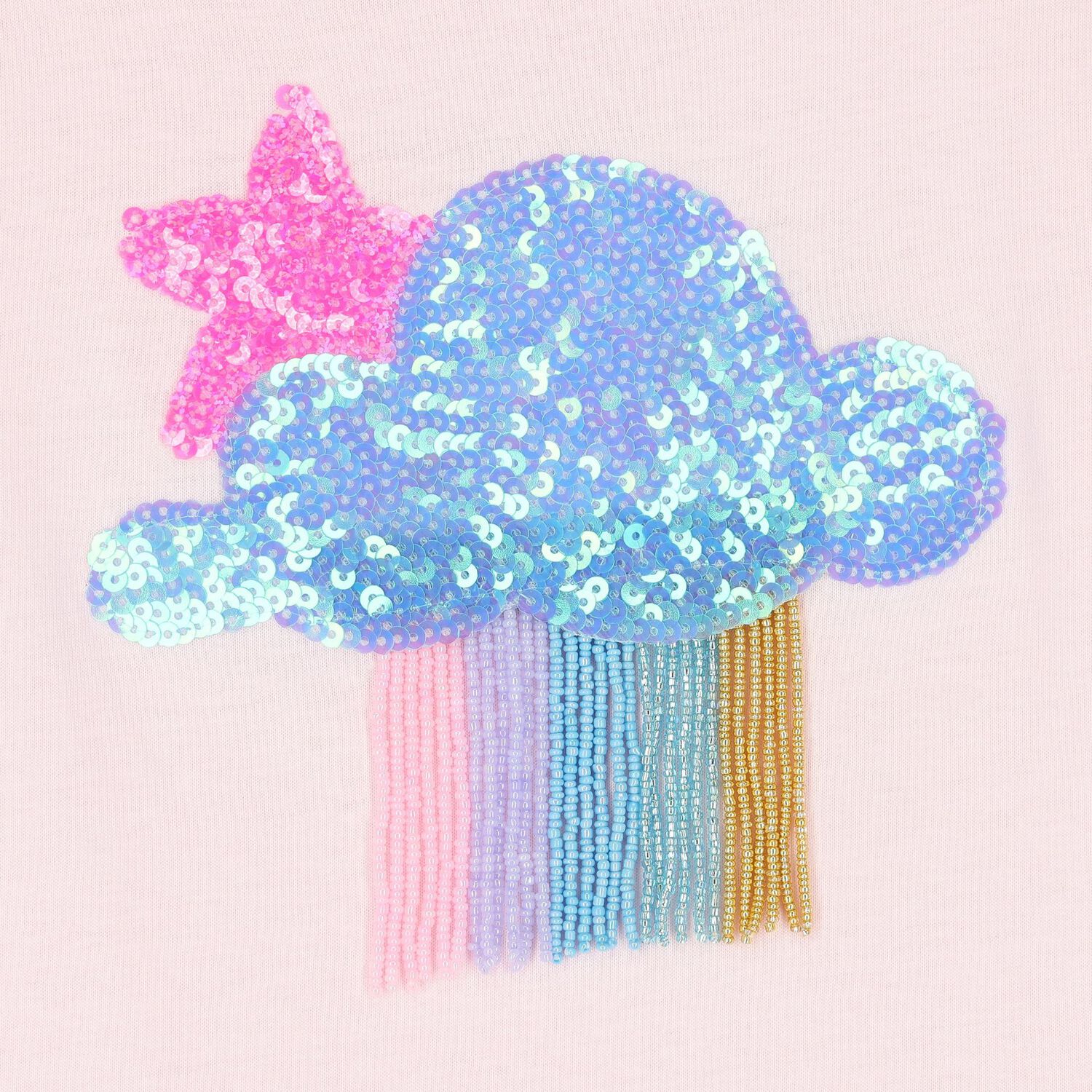 Girls Pink Logo Sequin Long Sleeve Top, 1, hi-res image number null