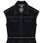 Girls Blue Logo Denim Playsuit, 1, hi-res