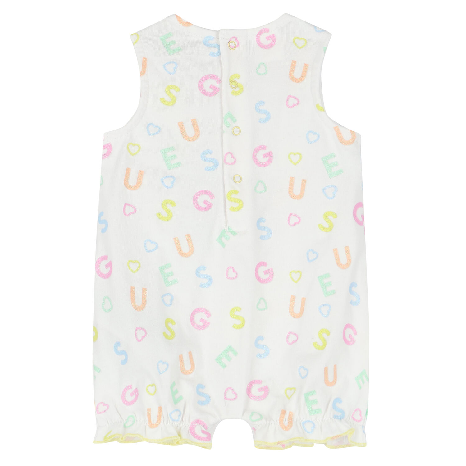 Baby Girls White Logo Romper, 1, hi-res