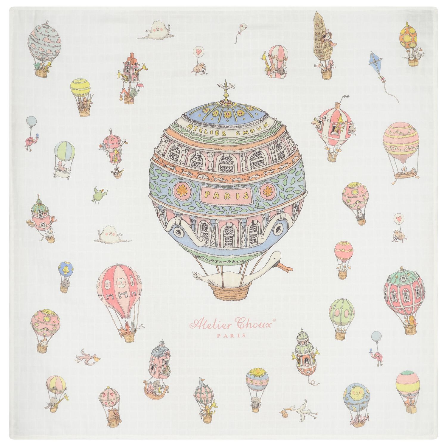 White Hot Air Balloons Baby Carr&eacute; Swaddle Blanket, 1, hi-res