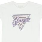 Girls White Sequined Logo T-Shirt, 1, hi-res