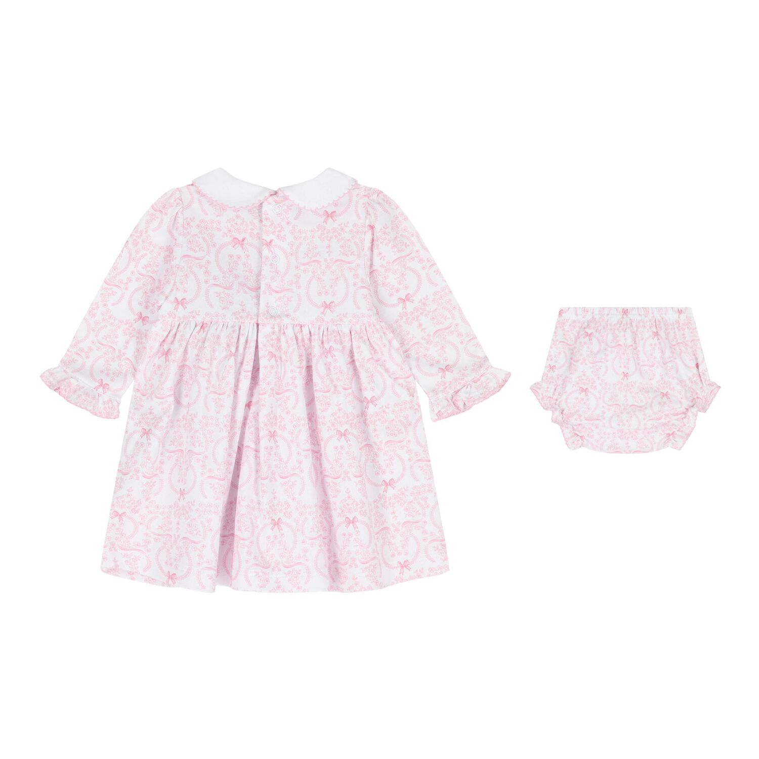  Baby Girls White & Pink Delicate Blooming Bow Dress Set, 1, hi-res