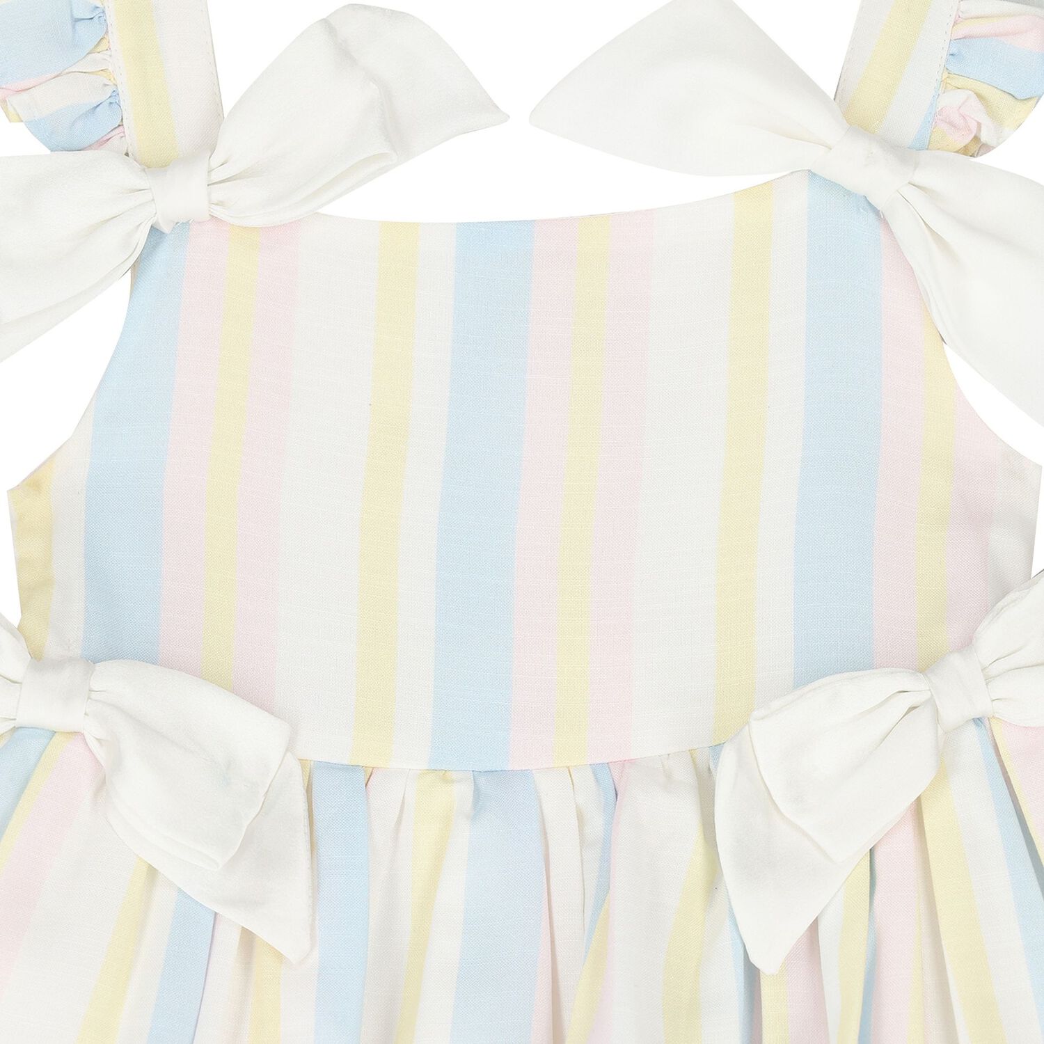 Girls Multicoloured Striped Bow Dress, 1, hi-res