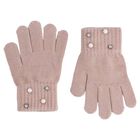 Girls Pink Embellished Knitted Gloves, 1, hi-res