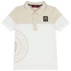 Boys White & Beige Logo Polo Shirt , 1, hi-res