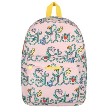 Girls Pink Floral & Logo Backpack