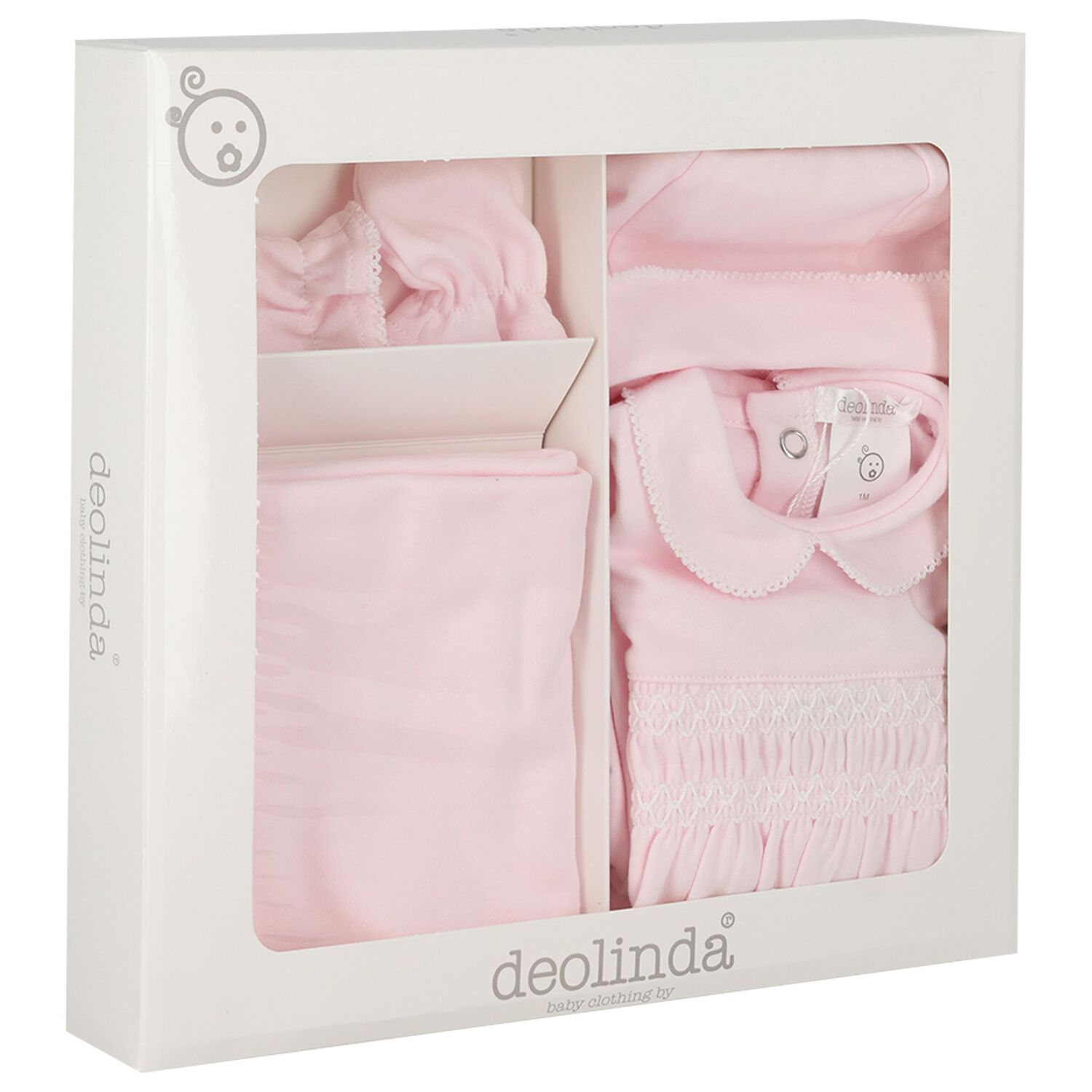 Baby Girls Pink Smocked Babygrow Gift Set, 3, hi-res
