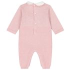 Baby Girls Pink Knitted Romper, 1, hi-res