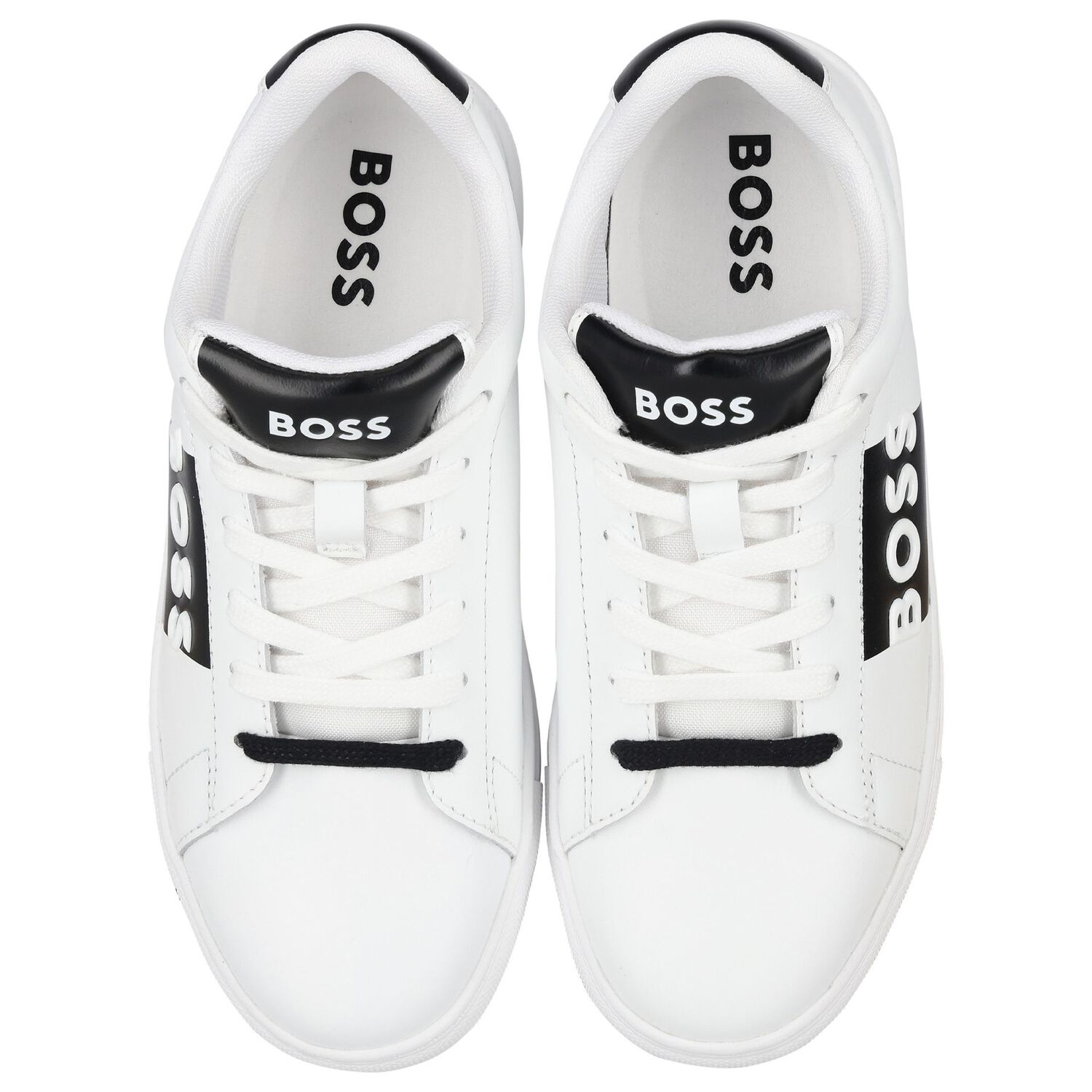 Boys White & Black Logo Trainers, 1, hi-res image number null
