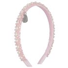 Girls Pink Logo Pearl Headband, 2, hi-res