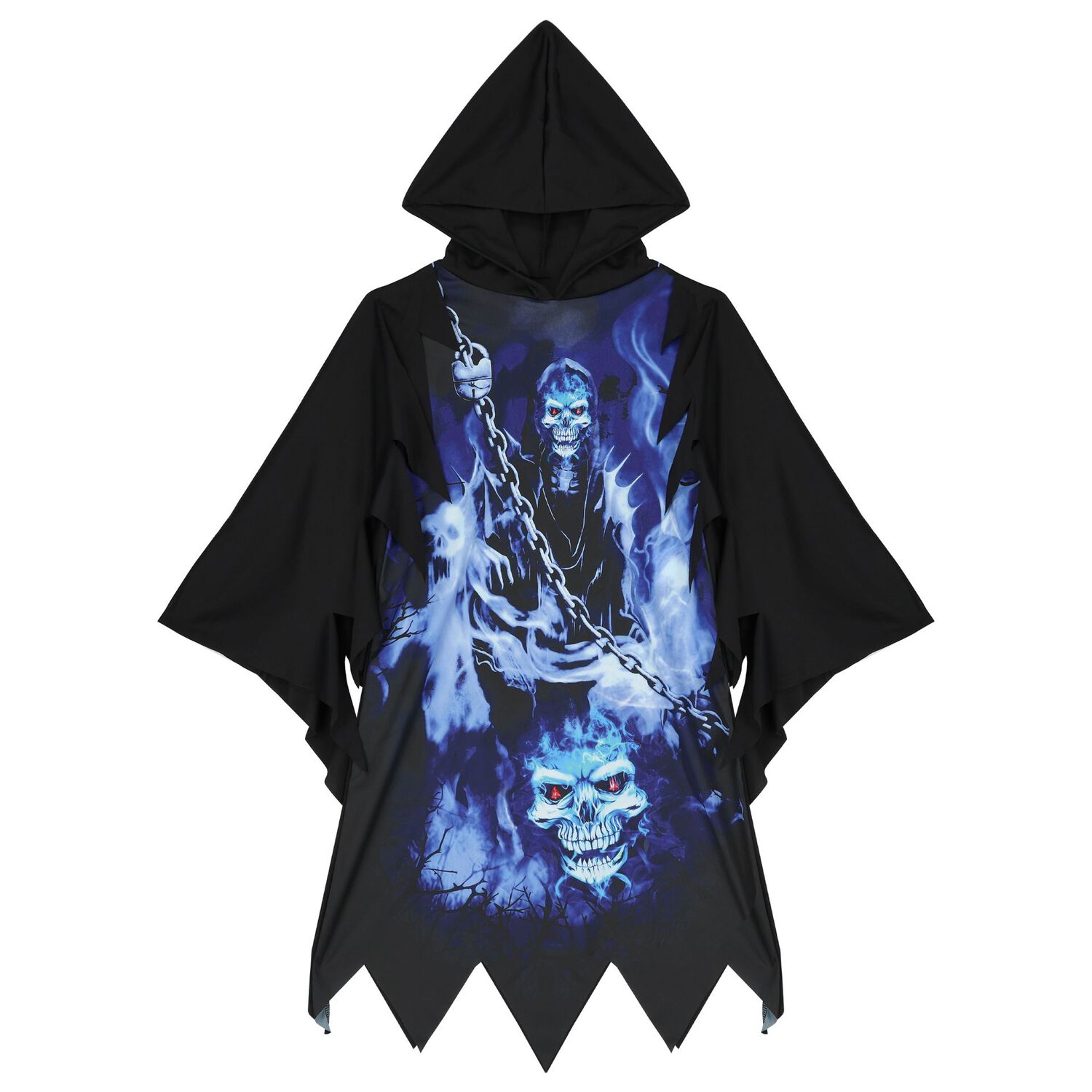 Boys Black Neon Halloween Reaper Costume, 1, hi-res image number null