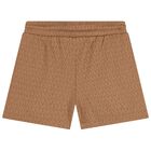 Girls Brown Logo Shorts, 1, hi-res