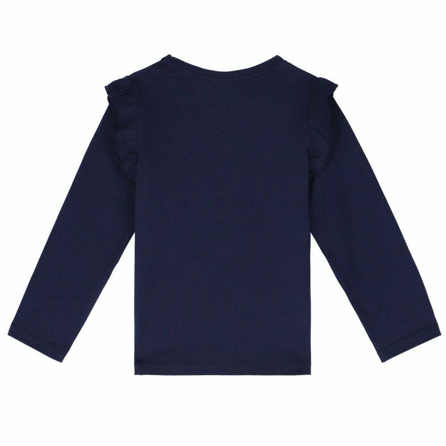Girls Navy Blue Long Sleeve Logo Top, 1, hi-res