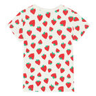 Girls Ivory & Red Strawberry T-Shirt, 1, hi-res