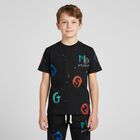 Boys Black Logo T-Shirt, 1, hi-res