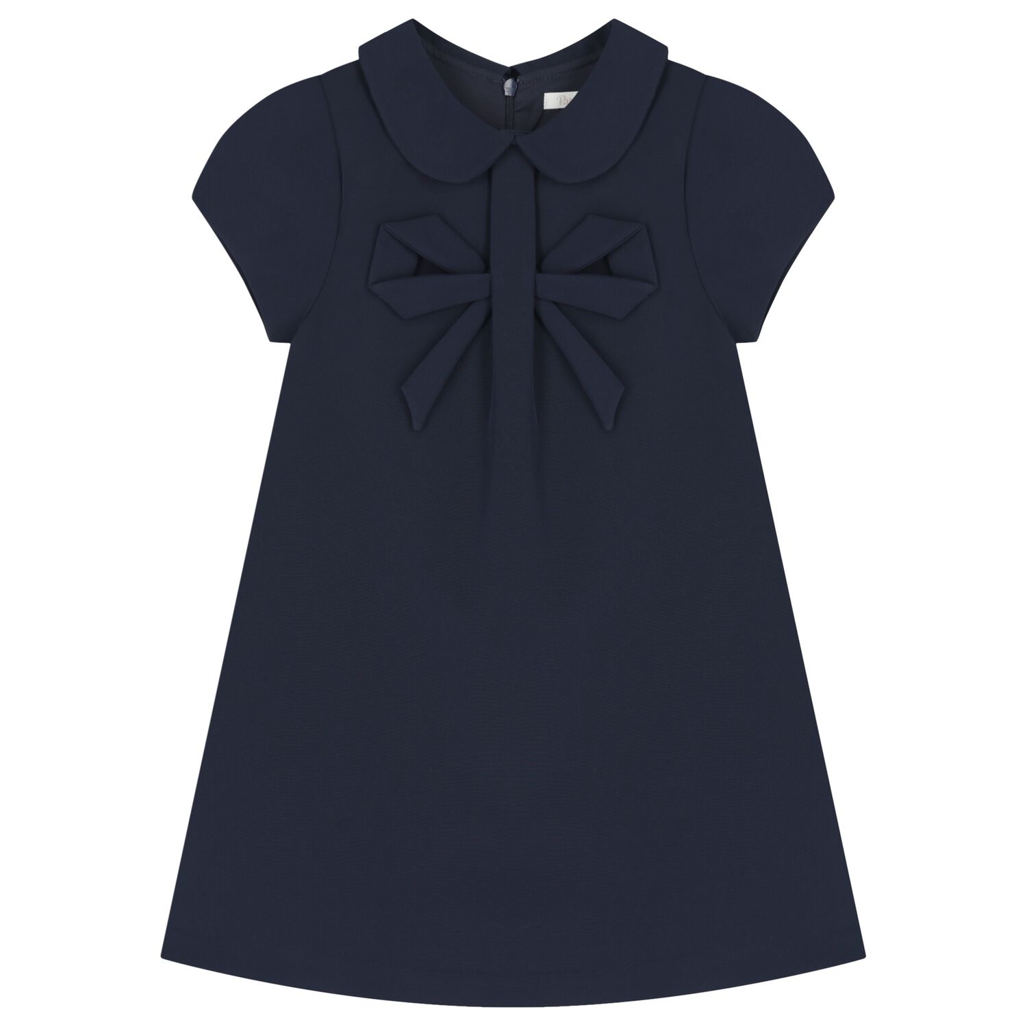 Girls Navy Blue Bow Dress, 1, hi-res
