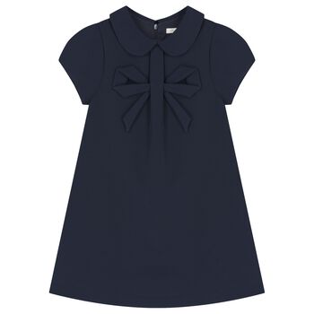 Girls Navy Blue Bow Dress