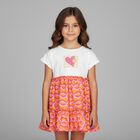 Girls White & Orange Logo Heart Dress, 1, hi-res