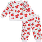 Baby Girls White & Red Roses Tracksuit, 1, hi-res