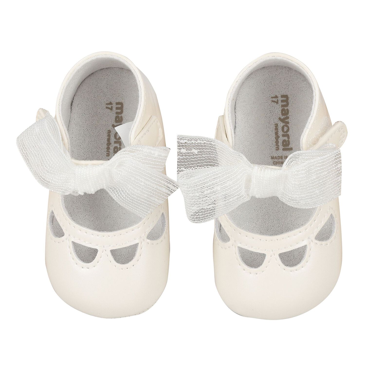Baby Girls Ivory Bow Pre Walker Shoes, 4, hi-res image number null
