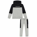 Boys Grey & Black Logo Tracksuit, 1, hi-res