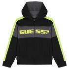 Boys Black Logo Zip Up Top, 1, hi-res