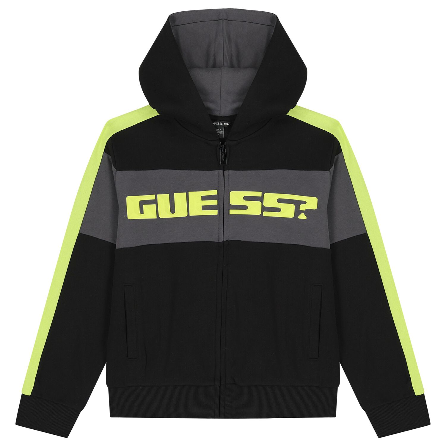 Boys Black Logo Zip Up Top, 1, hi-res