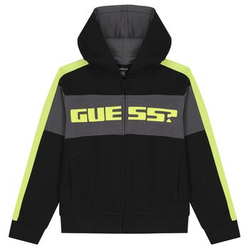 Boys Black Logo Zip Up Top