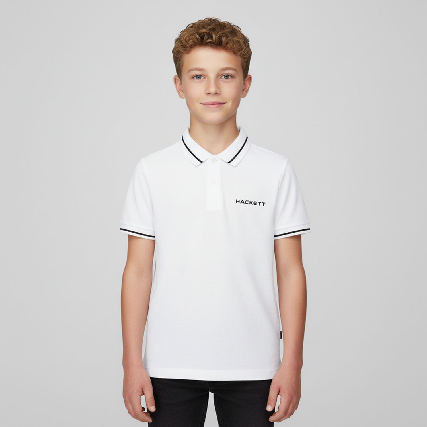 Boys White Cotton Logo Polo Shirt, 1, hi-res image number null