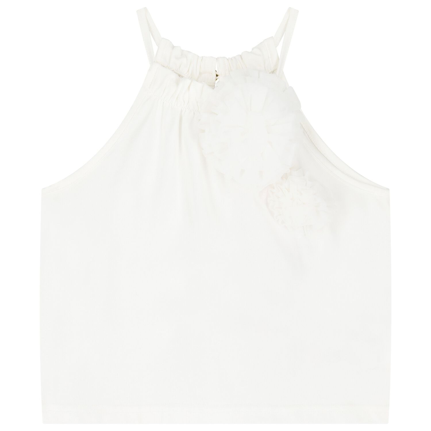 Girls Ivory Flower Top, 2, hi-res