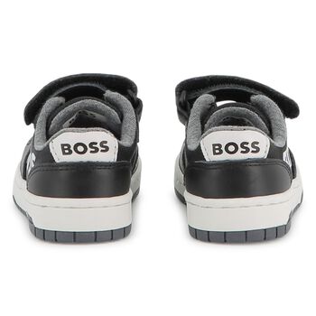 Boys Black & White Logo Trainers