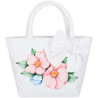 Girls White Floral Handbag, 1, hi-res