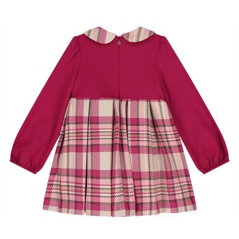 Younger Girls Burgundy & Beige Tartan Dress