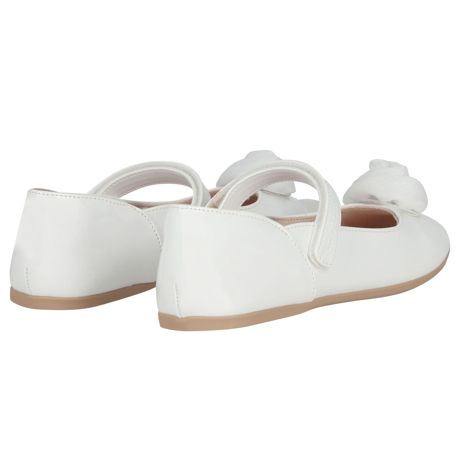 Girls White Flower Shoes, 1, hi-res