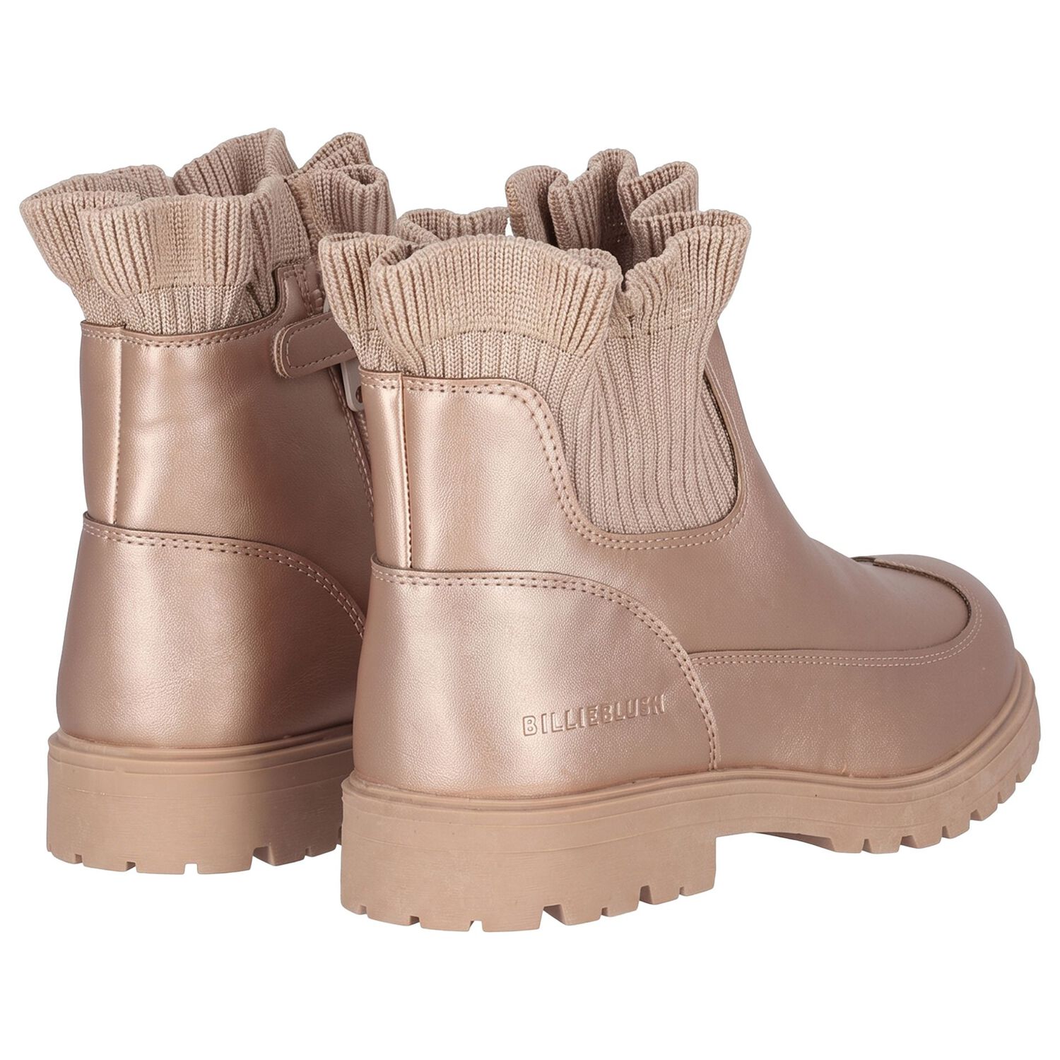 Girls Gold Knit Sock Boots, 1, hi-res