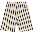 Boys Ivory & Black Logo Striped Shorts, 1, hi-res