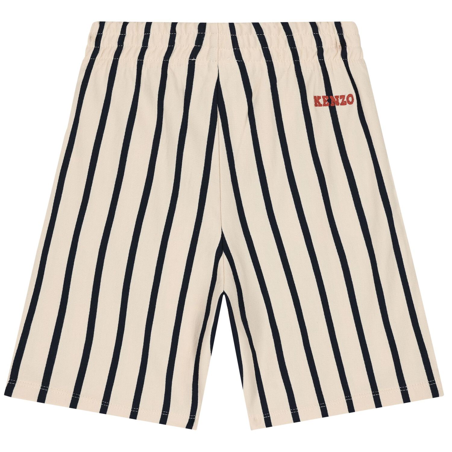 Boys Ivory & Black Logo Striped Shorts, 1, hi-res