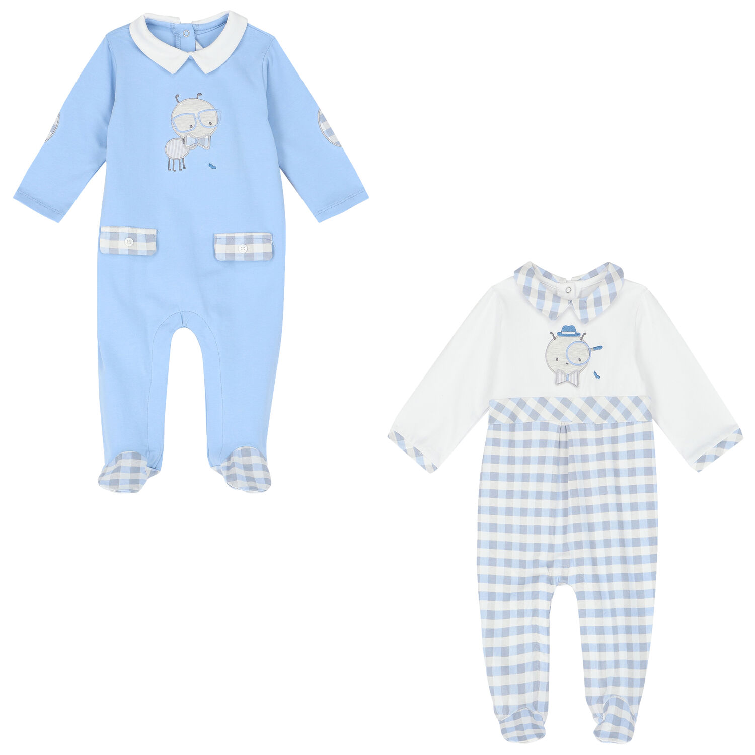 Boys Blue & White Babygrows (2 Pack), 1, hi-res