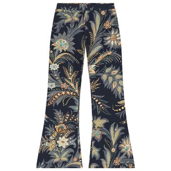 Girls Navy Blue Floral Leggings