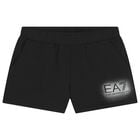 Girls Black Logo Shorts, 1, hi-res