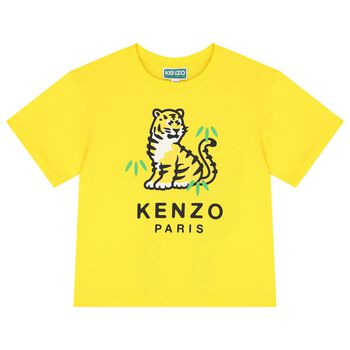 Girls Yellow Tiger Logo T-Shirt