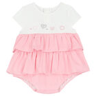 Baby Girls White & Pink Heart Bodysuit Set, 1, hi-res