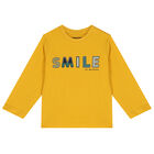 Younger Boys Yellow Logo Long Sleeve Top, 1, hi-res