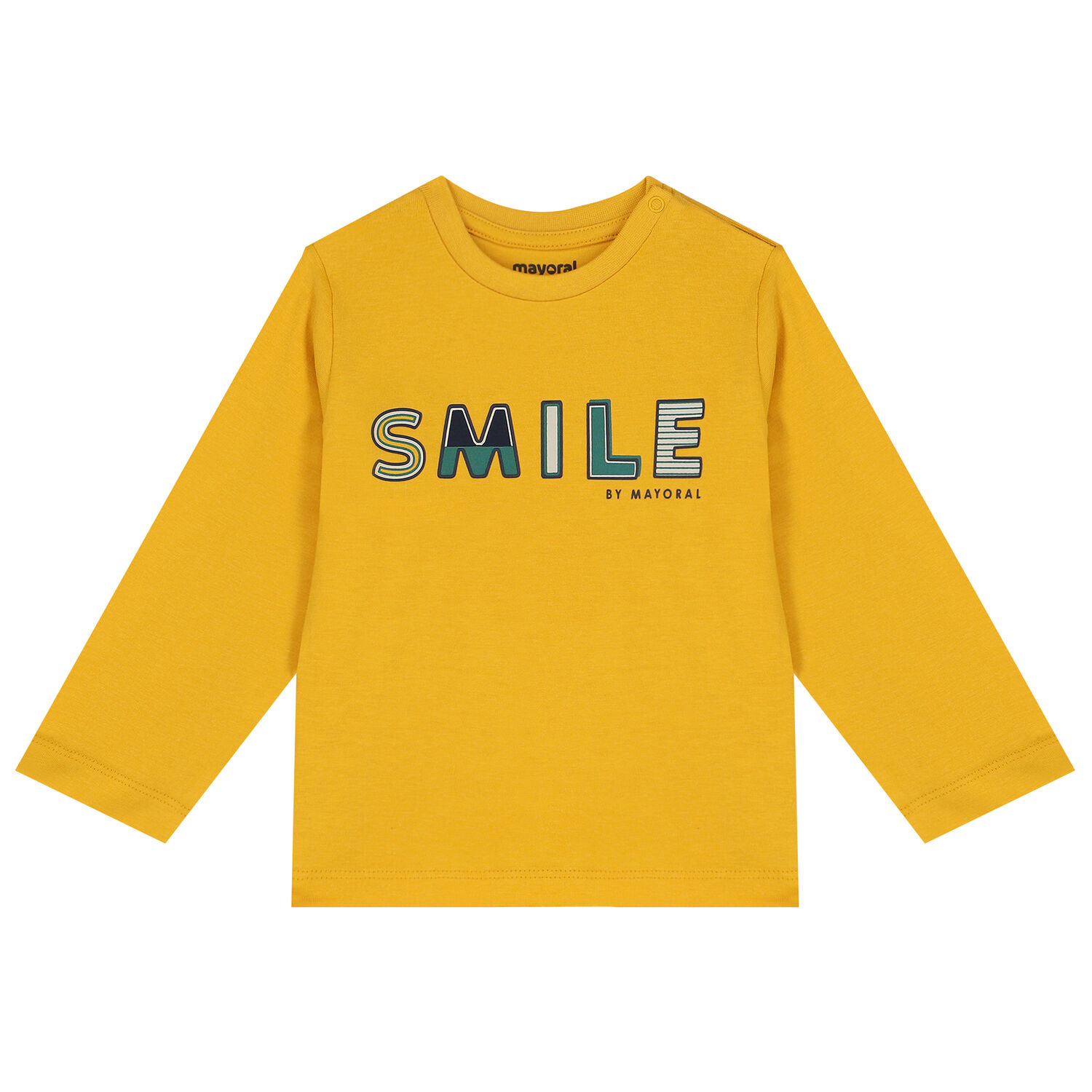 Younger Boys Yellow Logo Long Sleeve Top, 1, hi-res