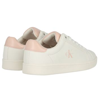 Girls Ivory & Pink Logo Trainers 