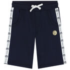 Boys Navy Logo Shorts, 1, hi-res