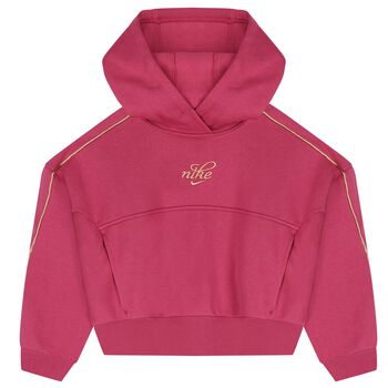 Girls Pink Logo Hooded Top